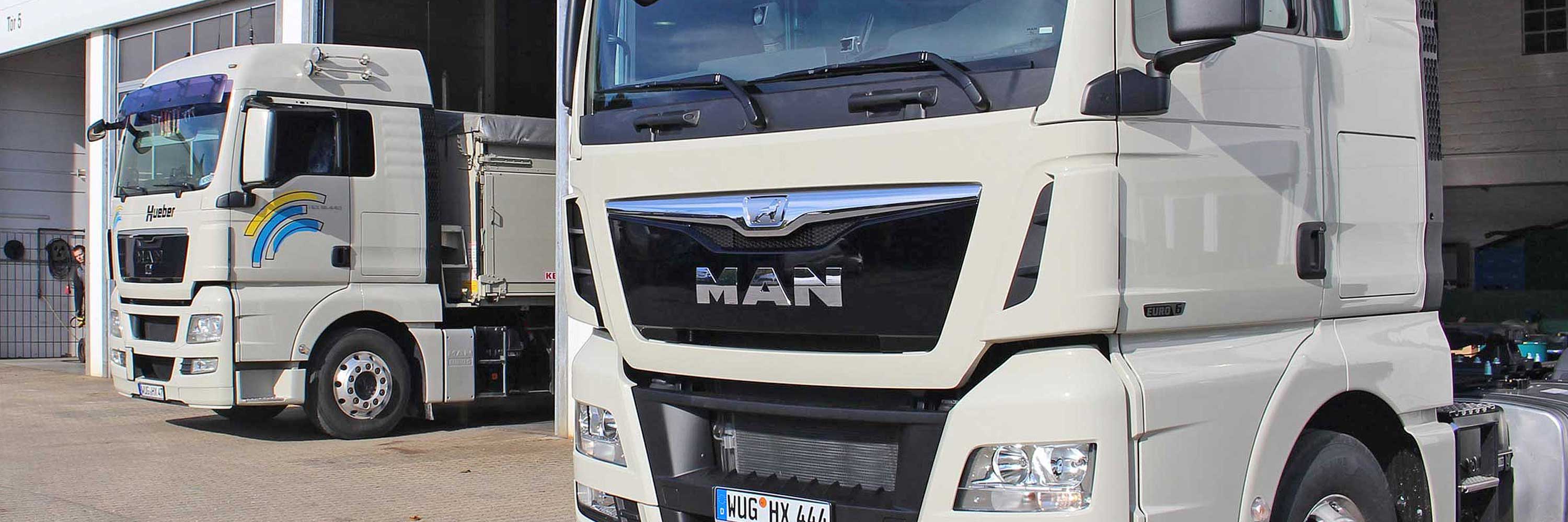 Hueber Spedition LKW Pleinfeld Kies MAN Service